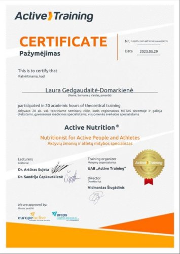 Aktyvių žmonių ir atletų mitybos specialistas_sertifikatas